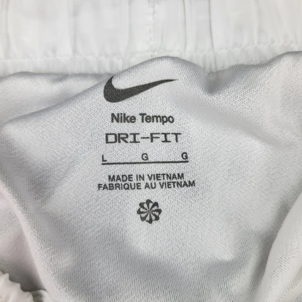 Nike Tempo Womens Large Dri-FIT 2 Pack Running Shorts White Coral Mid Rise